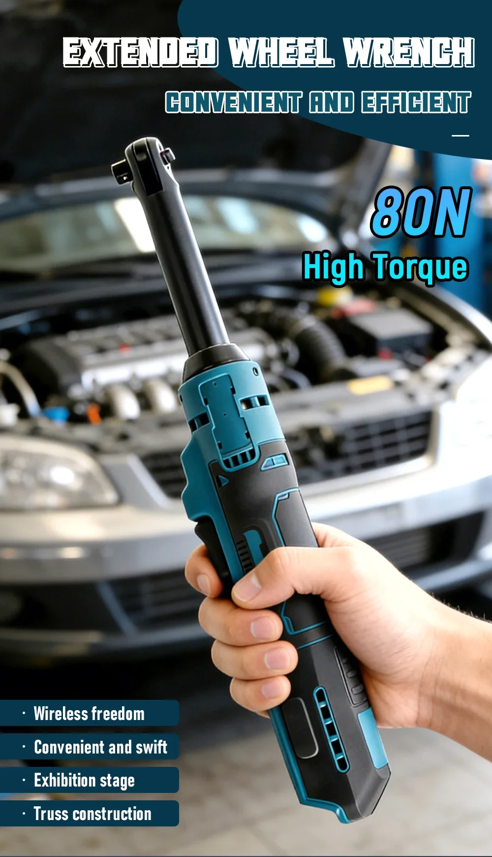 6in Extension Electric Wrench 3/8″ Ratchet Wrench Ratchet Tool High Torque Wrenc