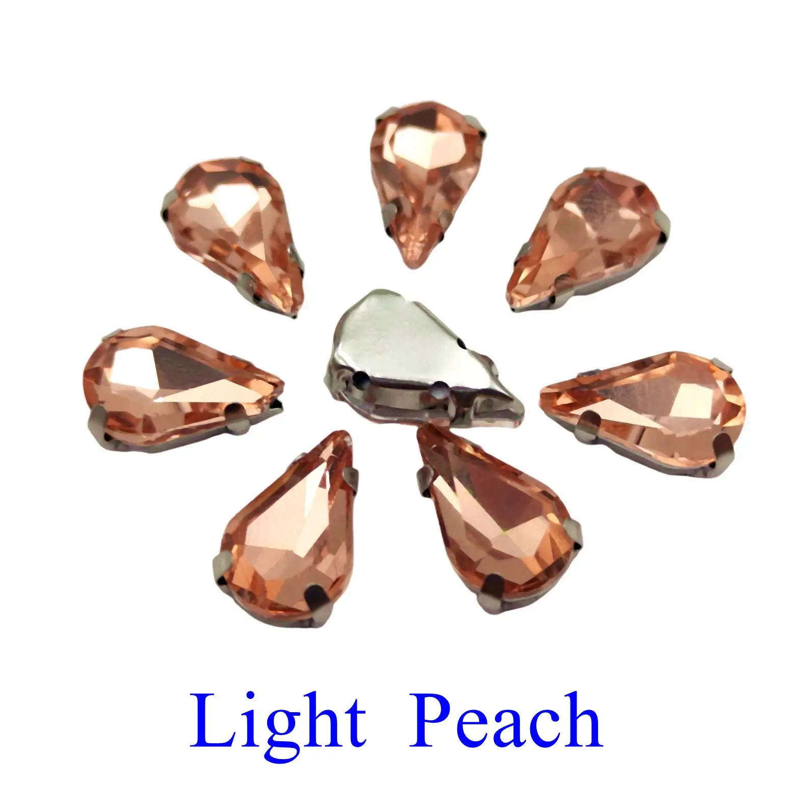 Elegant Teardrop Glass Rhinestone Embellishments with Silver Metal Base - 20 pcs/pack