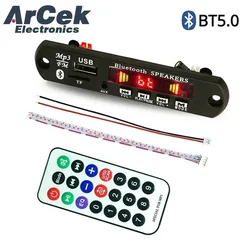 Bluetooth 5.0 Wireless MP3 WMA Decoder Board Remote Control Player 12V USB FM AUX TF SD Card Module Car Radio Speaker