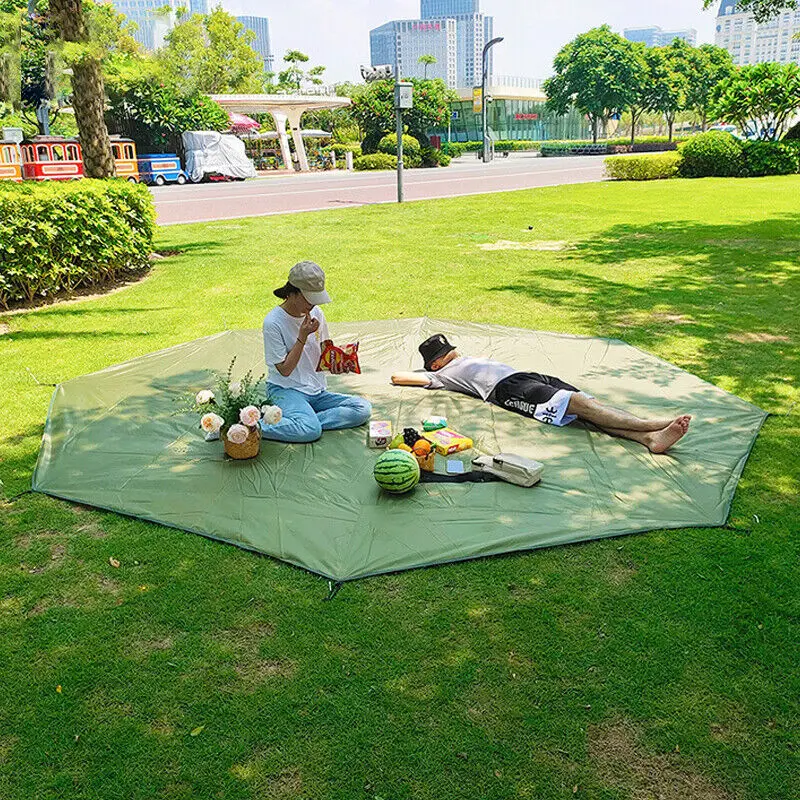 

Large Camping Mat Hexagon Octagon Waterproof Ground Sheet Footprint Picnic Mat Big Tarp Awning Shade Beach Travel Mat 4.1x4.1m