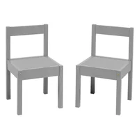 Child Table Chairs Set Grey Rubberwood Safety Round Edges Stable Easy Clean 1-5 Years Old Activity Space Immerse Promote 2