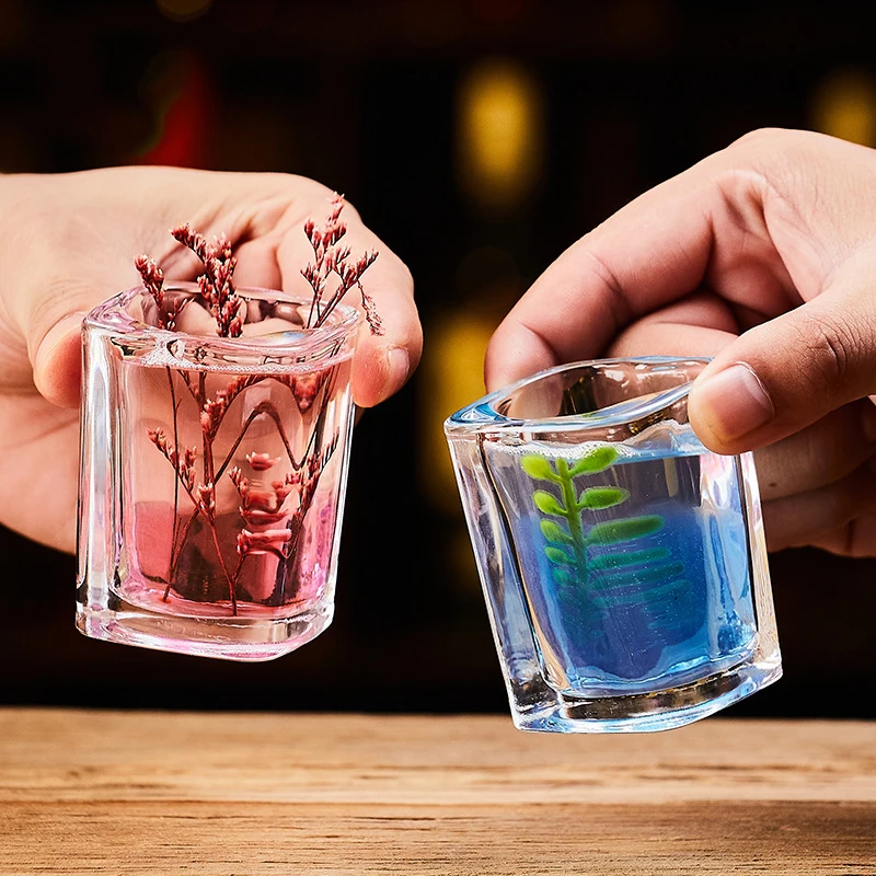 Heart-shaped Clear Shot Glass Cup Barware Beer Cups Tumbler Drinkware Glasses for Whiskey Vodka 45ML