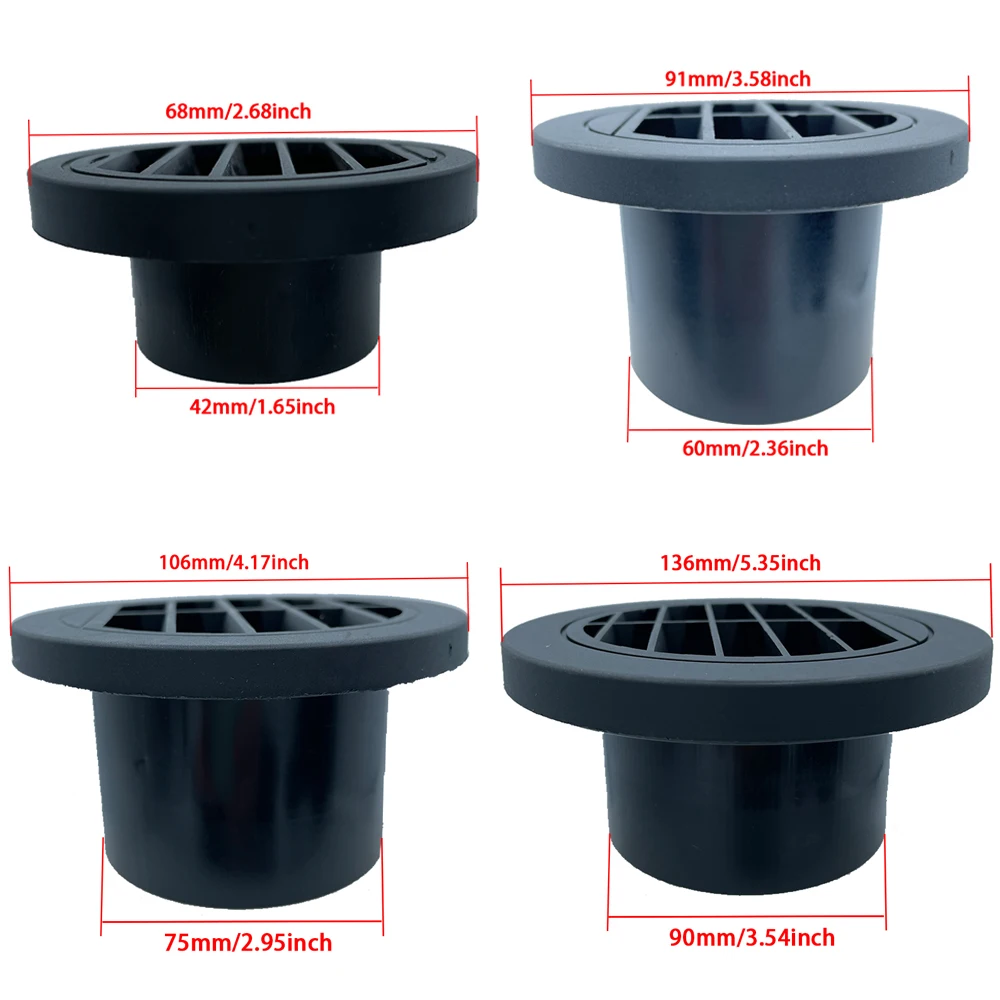 42/60/75/90mm Air Vent Ducting Piece Round Flat Pipe Outlet Exhaust Connector for Webasto Eberspaecher Parking Heater Accessory