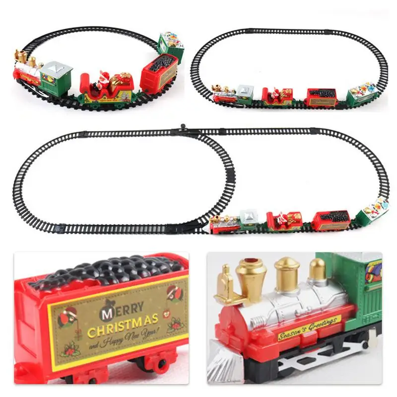 Electric Train Set Electric Christmas Train Set Exquisite Railway Track DIY Toys Xmas Track Puzzle Gift Toys For Kids Birthday Christmas Party Gift