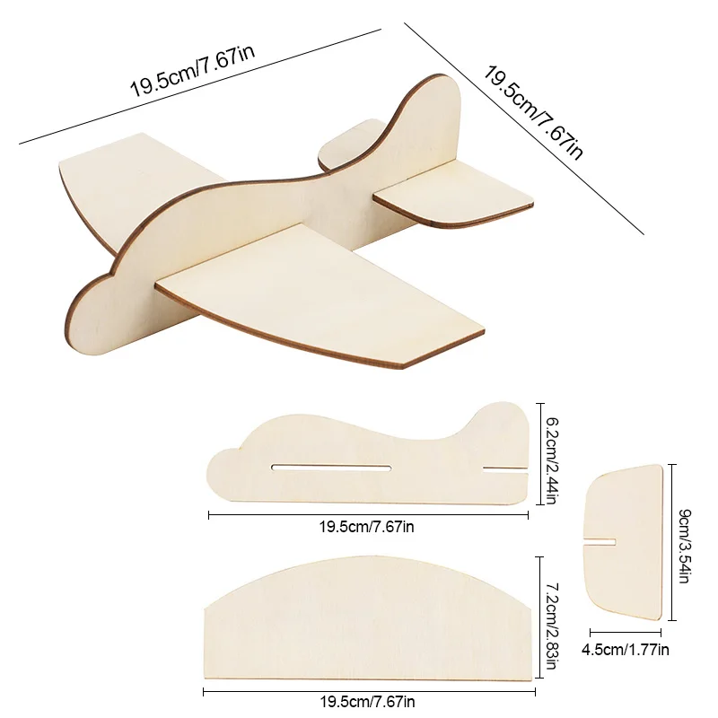 1-5Pcs Wooden Airplane Model Handmade DIY Crafts Unfinished Blank Plane Kids Painting Toy Birthday Party Favors Christmas Gifts