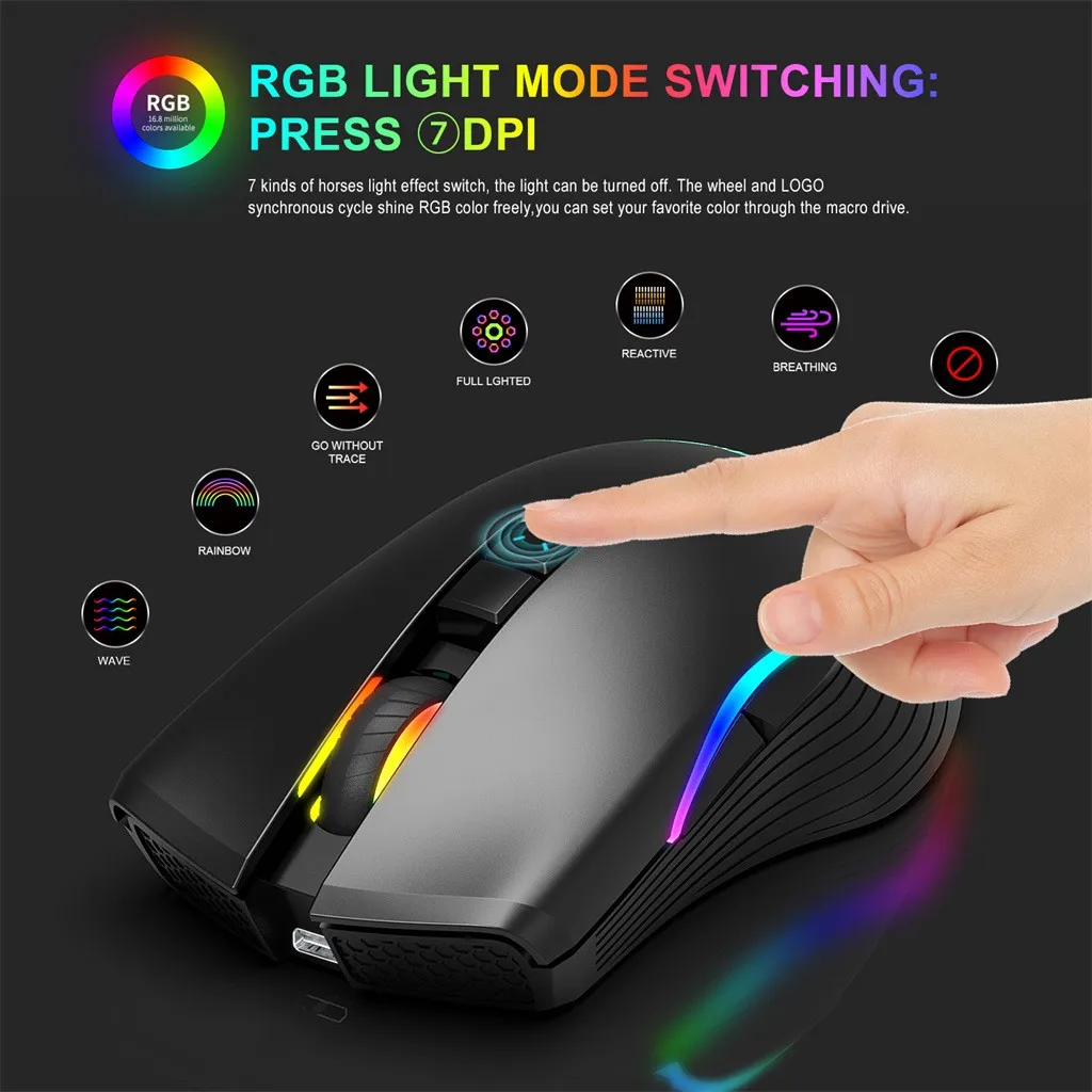 Ouhaobin Computer Peripherals Mechanical Define The Game Type-c 2400dpi Adjustable Gaming Mouse Mice 20jun 20 white mouse pc