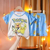 Ensemble pyjama d'été fin à manches courtes pour enfants, pour garçons et filles, adapté aux enfants moyens et plus âgés, idéal pour les vêtements de maison 4