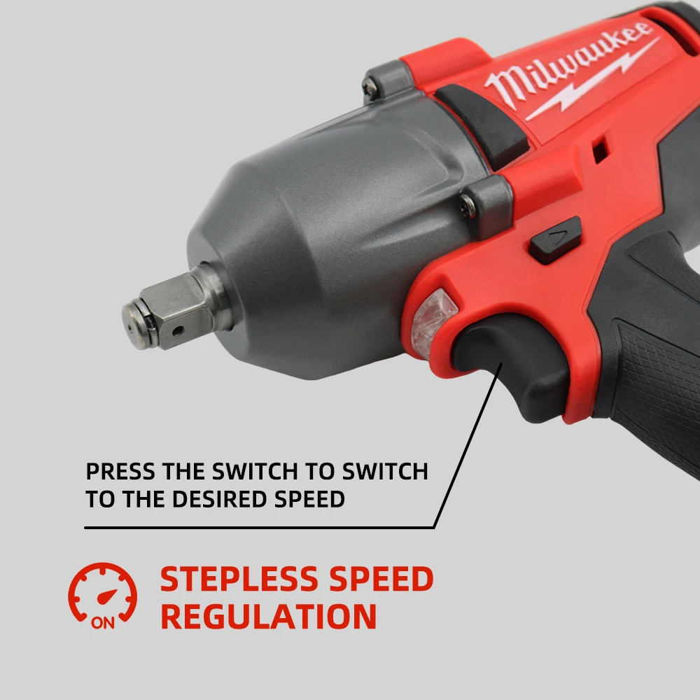 Milwaukee Mid-Torque Impact Professional Wrench 18V Lithium Battery Electric Cordless High Speed Car Truck Repair Power Tools 5