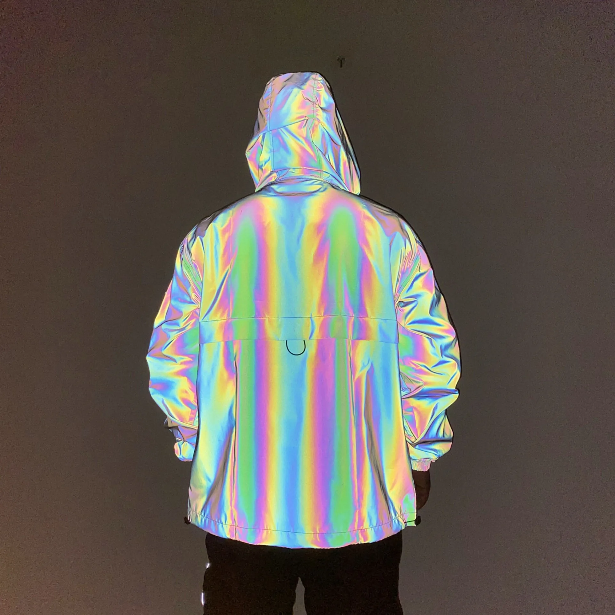 2023 Holographic Reflective Colorful Cargo Jacket Men's Half