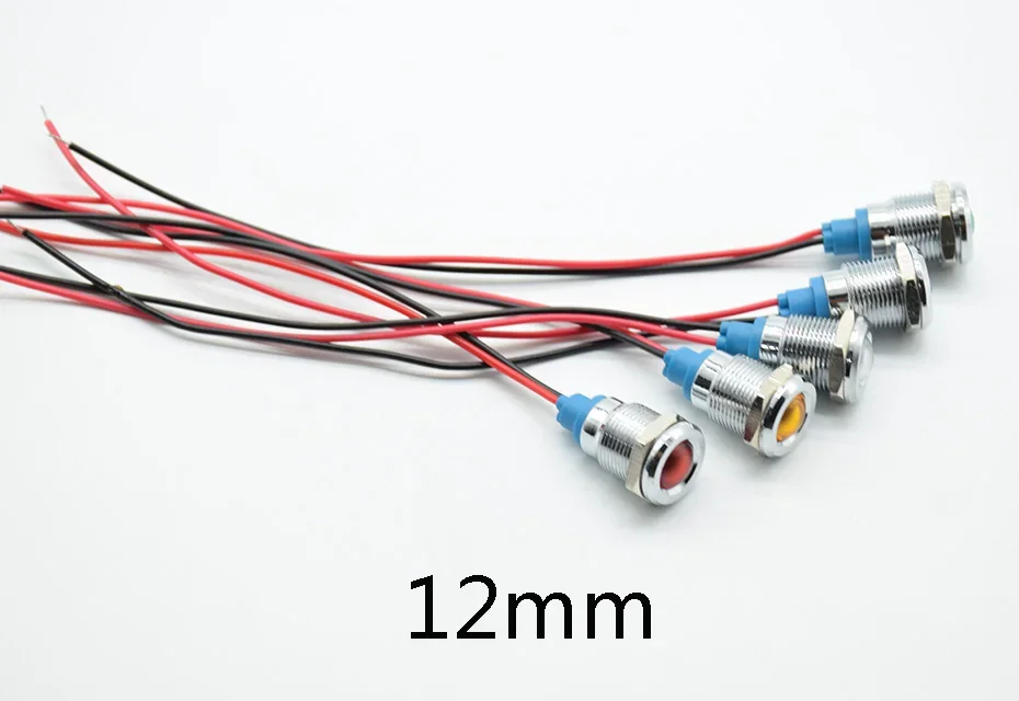 Description Picture 3 of item1pc 12mm 6V 12V 24V 220V  Waterproof Warning LED Metal Indicator Pilot Light Signal Lamp  Machine Car Boat Working PC Power
