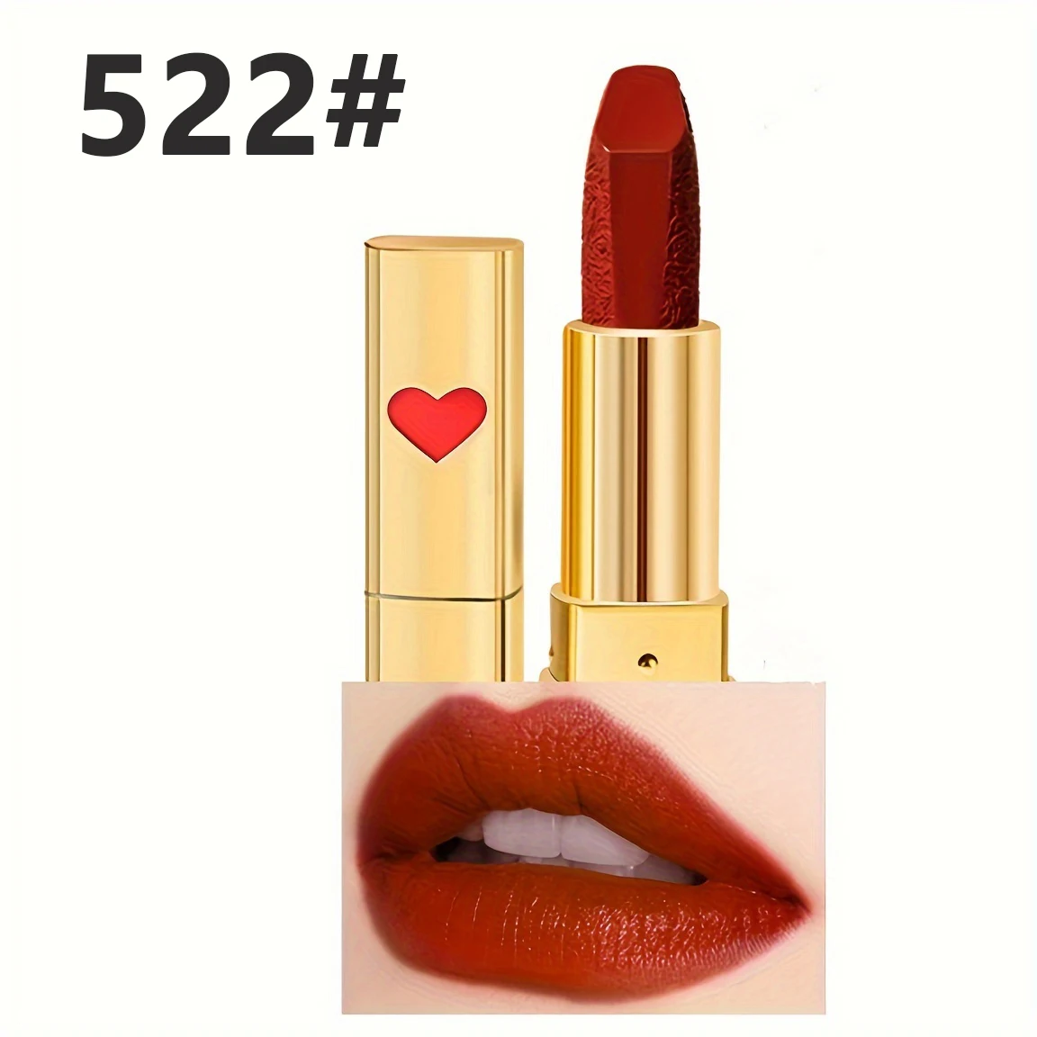 Rose Engraved Lipstick: Moisturizing Waterproof Non-Stick Long-Lasting Non-Fading Color Lip Makeup for Smooth Luscious Pout