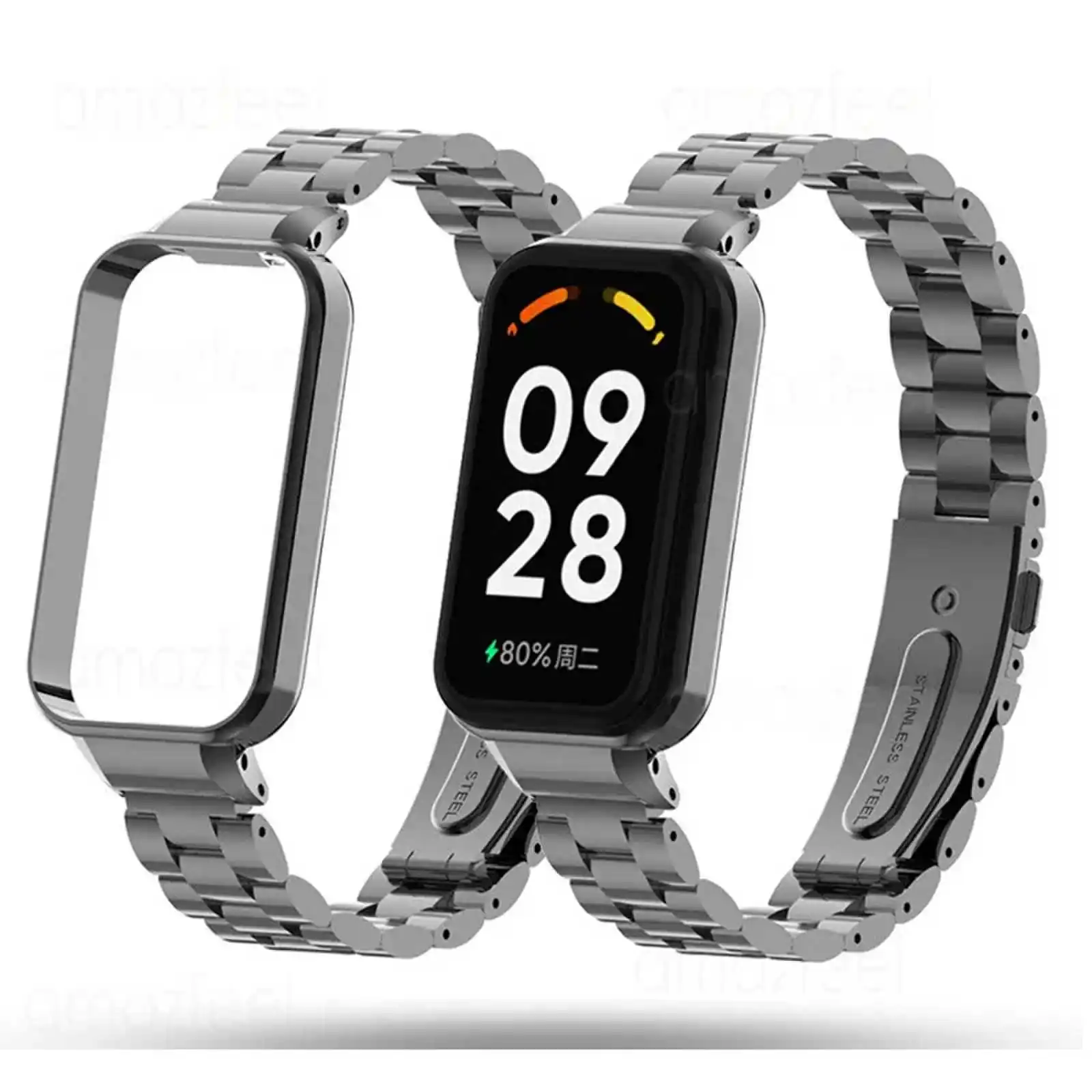 

Bracelet + Cover For Xiaomi Smart Band 8 Active Strap Metal Diamond Watchband For Redmi Smart Band 2 Strap Case Protector Correa