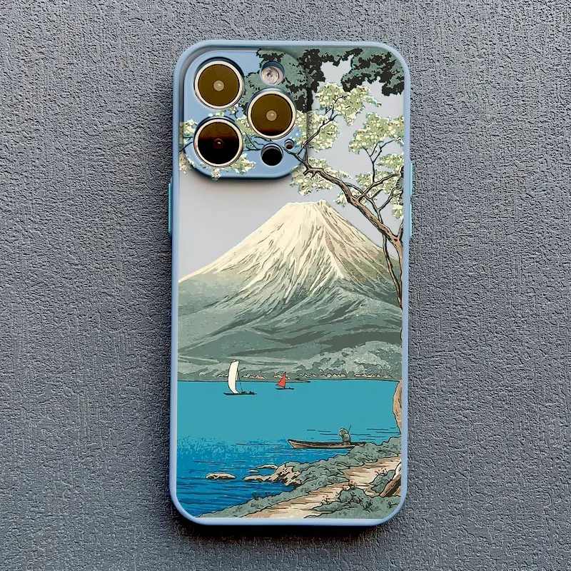 Cherry japanische Handyhülle für iPhone 16 15 14 13 12 11 Pro Max Mini SE 7 8 Plus XR XS X Mount Fuji stoßfeste Rückseite – Detail 7