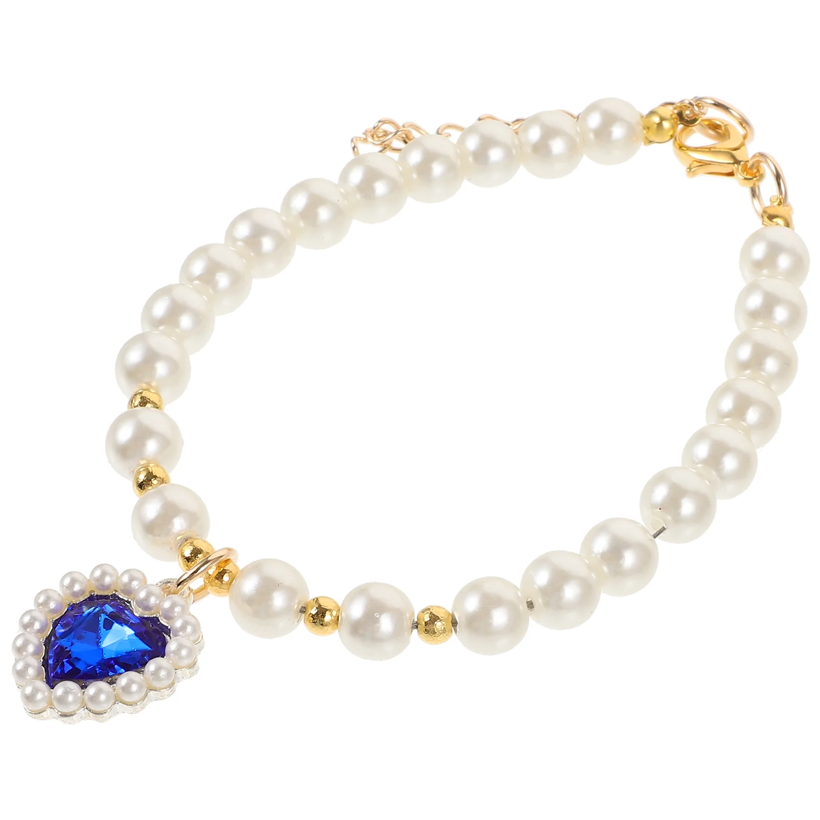 

Pet Artificial Pearl and Gems Necklace Small Animal Necklace Collar Adjustable Collar Pet Accessory