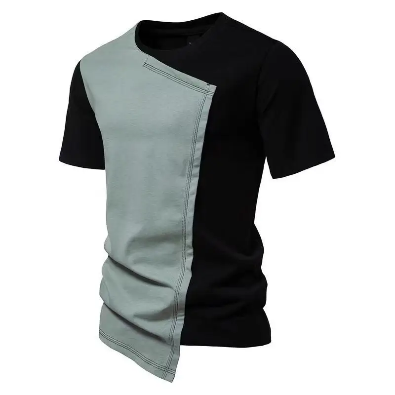 

Y2K Men Brand Quality Black Short Sleeve Cargo Tshirt O Neck Fashion New Trendyol Oversized Patch Stich Male Tops Tees Techwear