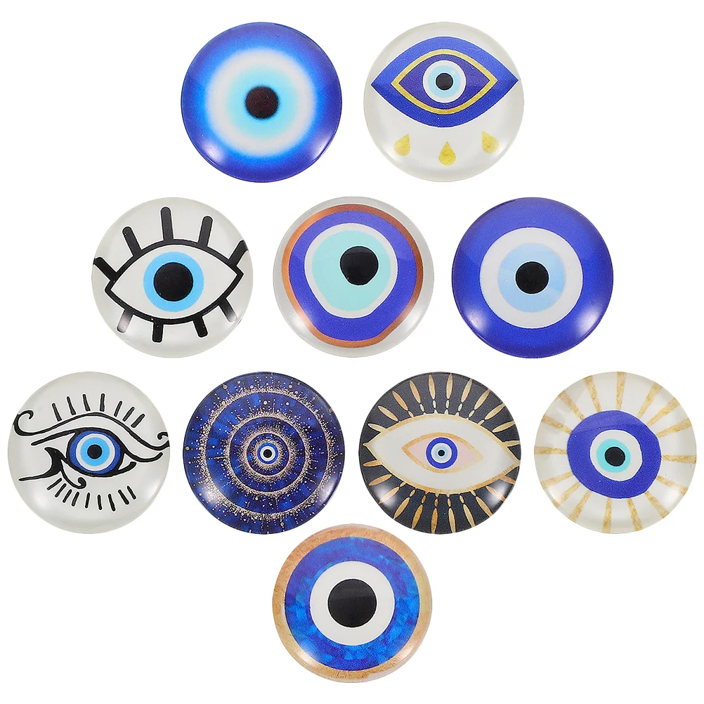 

Blue Evil Eye Beads Glass Dome Cabochons Mixed Color Flower Pattern Half Round Crafts Mosaic Tiles