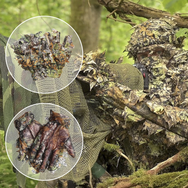 3D Camouflage Hunting Gloves Silence Fabrics Camouflage Summer Fishing Gloves Outdoor Bird Watching Men Quick Dry