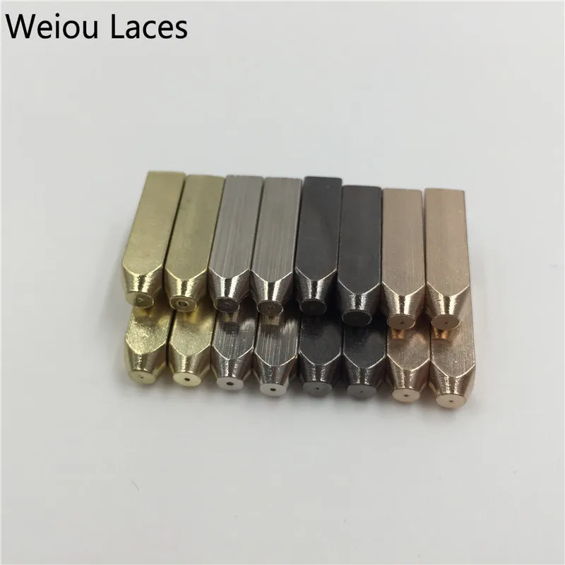 Weiou 4pcs/1 Set 5*5*19mm Gold Silver Gunblack Metal Aglet Tips Replacement Repair Shoelaces Head Aglets Ends DIY Sneaker Kits