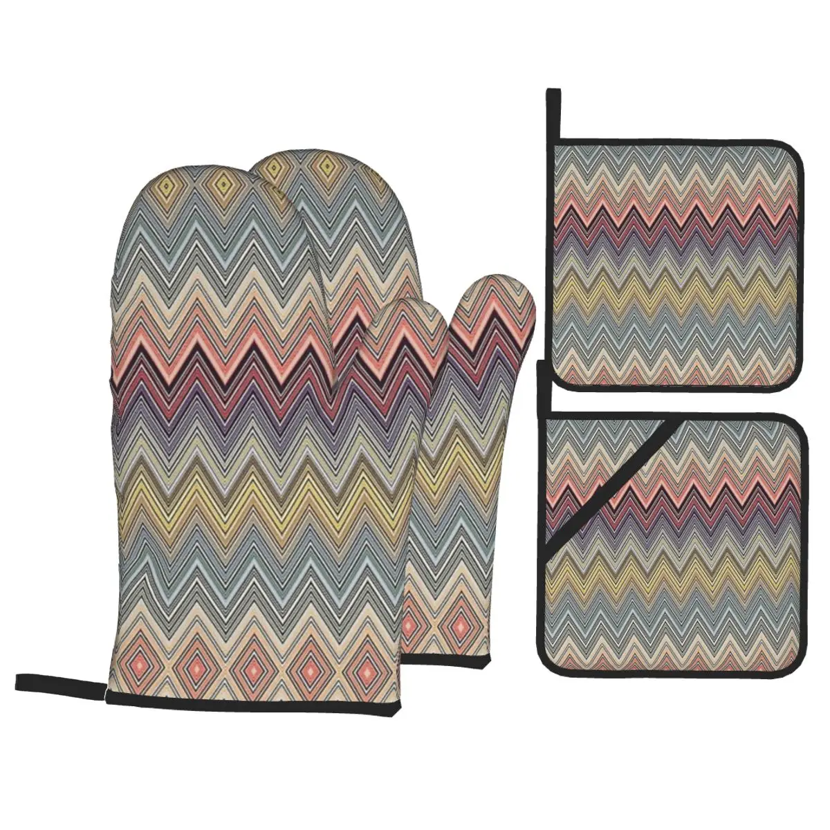 Oven Mitts Pot Holders Sets of 4 Non Slip Heat Resistant Camouflage Kitchen BBQ Gloves