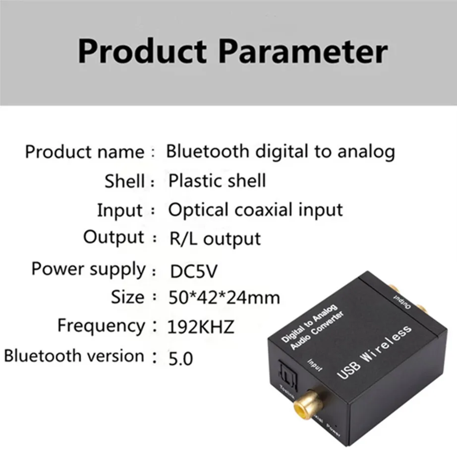 Audio Adapter Audio Converter Adapter Audio Converter Audio Decoder Audio Converter Amplifier Audio Dongle Digital to Analog Audio Converter RCA R/L Output Audio Adapter DAC Amplifier Box For Coaxial Optical SPDIF ATV DAC Decoder