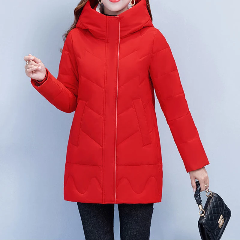 

LadyTemperament Loose Down Jacket Women's Mid-length 2022 Winter New Women's Slim Thickening Fashion Warm Stand-up Collar Jacket