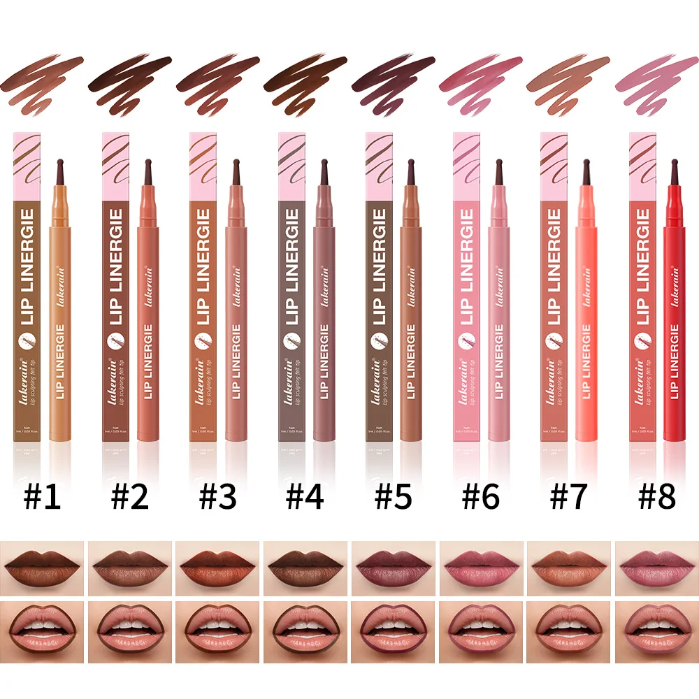 Lip Liner Stain Waterproof Long Lasting 8 Colors Transfer Proof Smudge Resistant No Bleed Formula Cosmetics