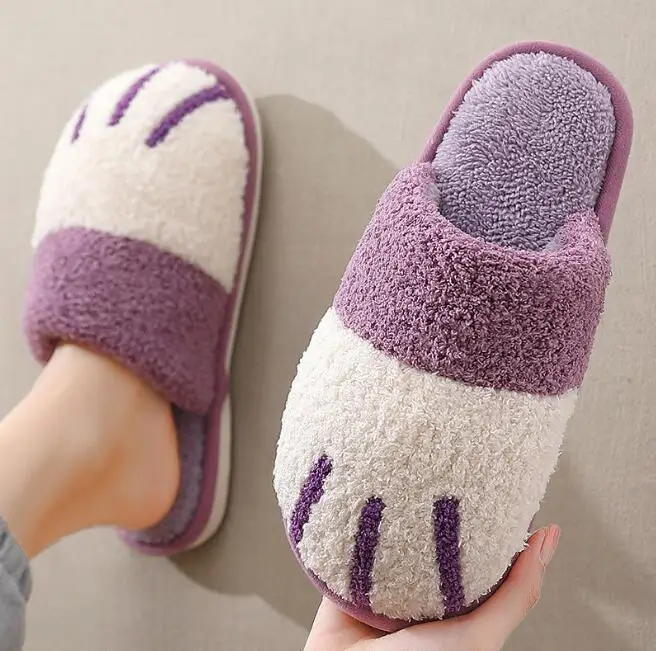 

Cute Cartoon Warm Slippers Women Men Indoor Floor Flat Shoes Spring Autumn Winter Home Cotton Plush Zapatos