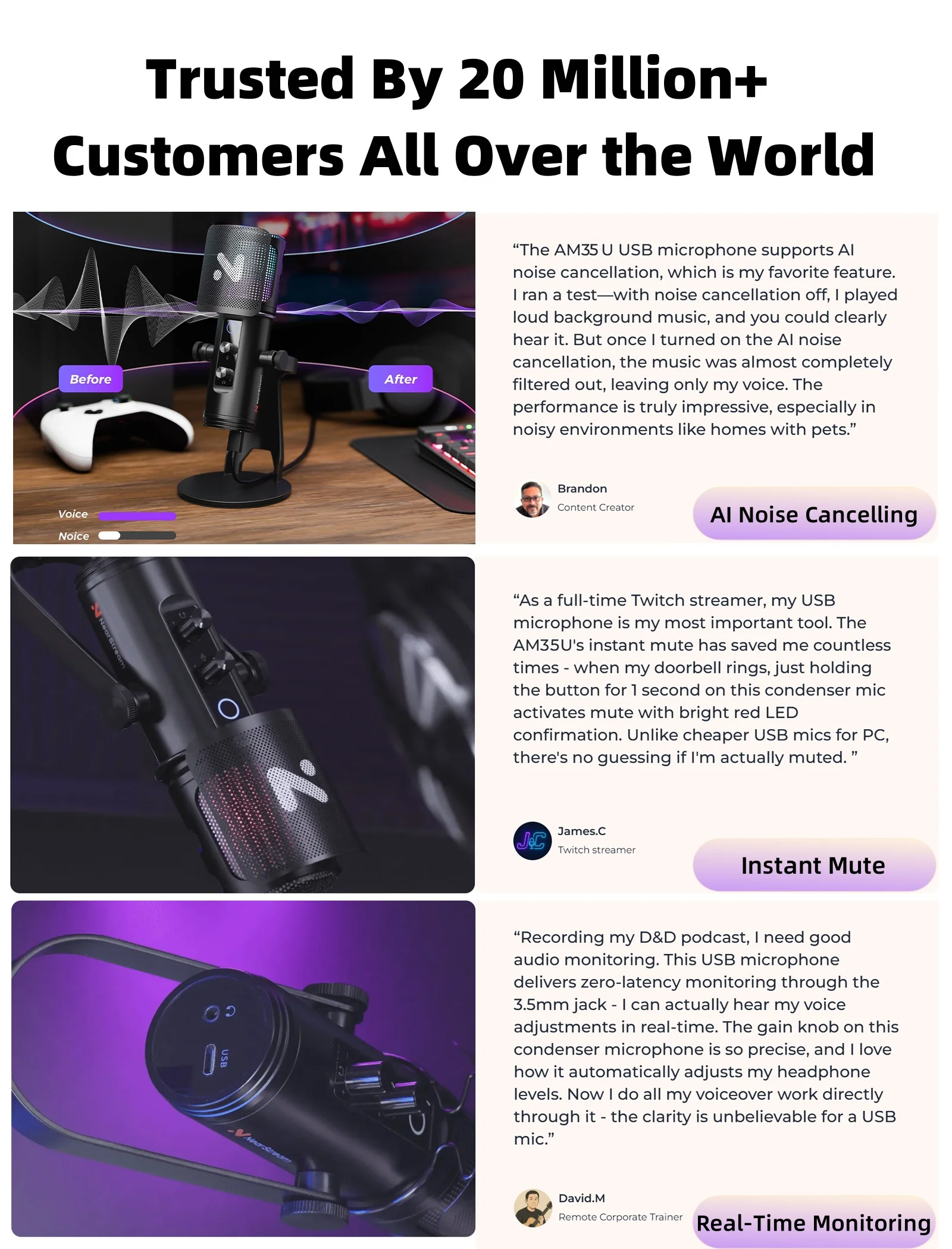 NearStream USB/XLR Condenser Gaming Microphone with 8 RGB Modes Lighting, Noise Cancelling Desktop for Streaming on PC/PS5/Mac