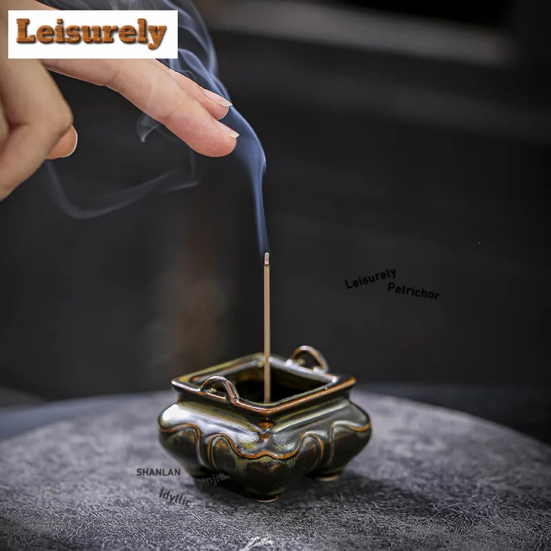 Ancient Style Square Incense Holder Antique Diffuser Incense Burners Meditation Scented Aromatic Candles Censer Cafes Ornaments