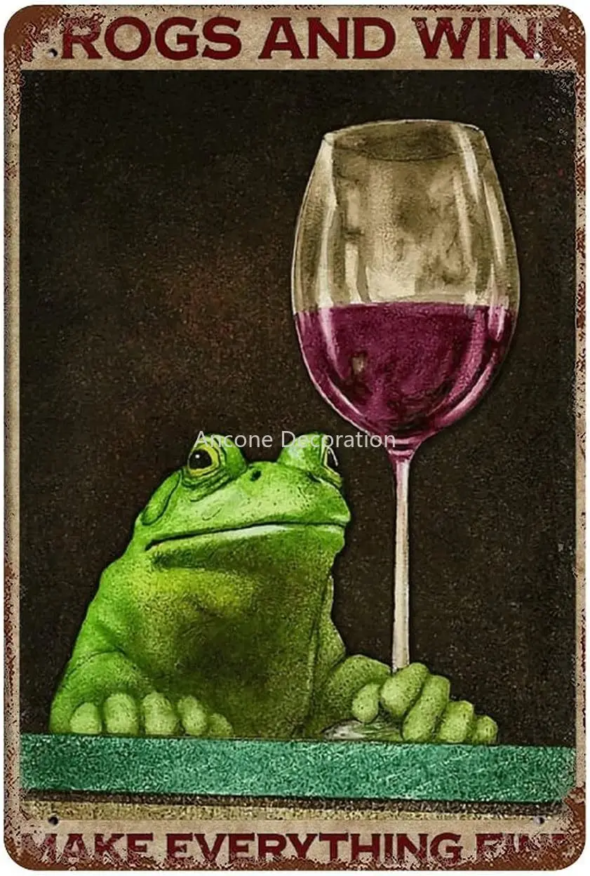 

Vintage Wall Decor Iron Painting Frogs And Wine Poster,Wine Lover Gift,Funny Poster,Home Decors,Drinking Wine