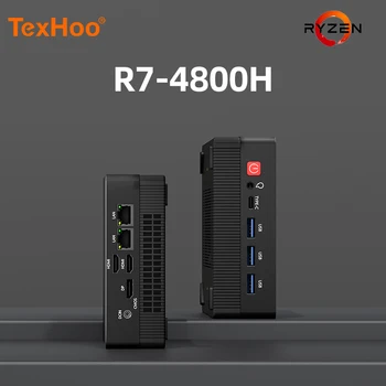 TexHoo Mini PC AMD R7 4800H R3 5400U fino a 32G DDR4 1T NVMe Dual HDMI DP Wifi6 WDesktop Computer da gioco Doppie porte di rete 1