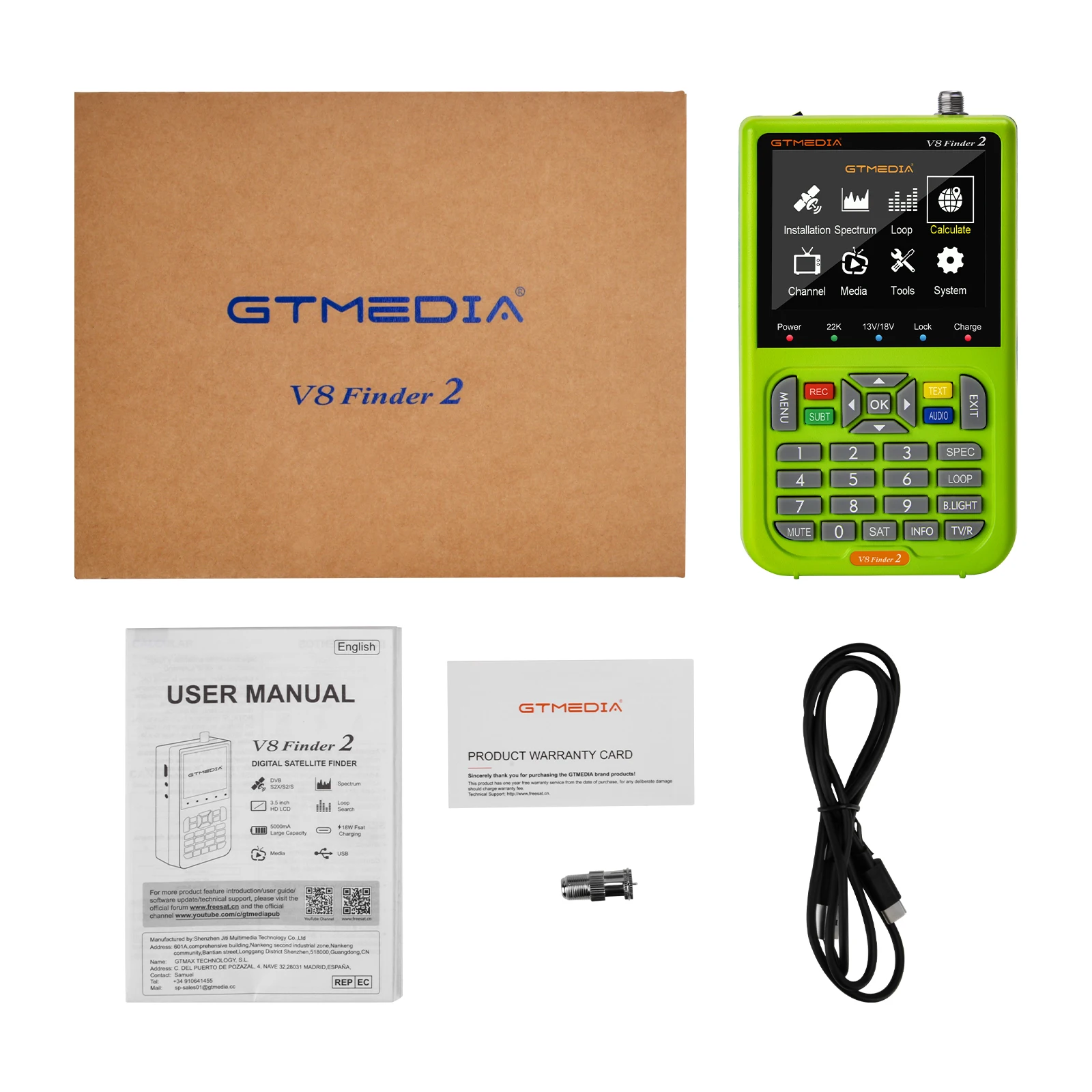 Цифровой спутниковый искатель V8 Finder 2 HD DVB-S2X/S2/S H.265 ЖК-дисплей 3 5 дюйма 5000 мАч