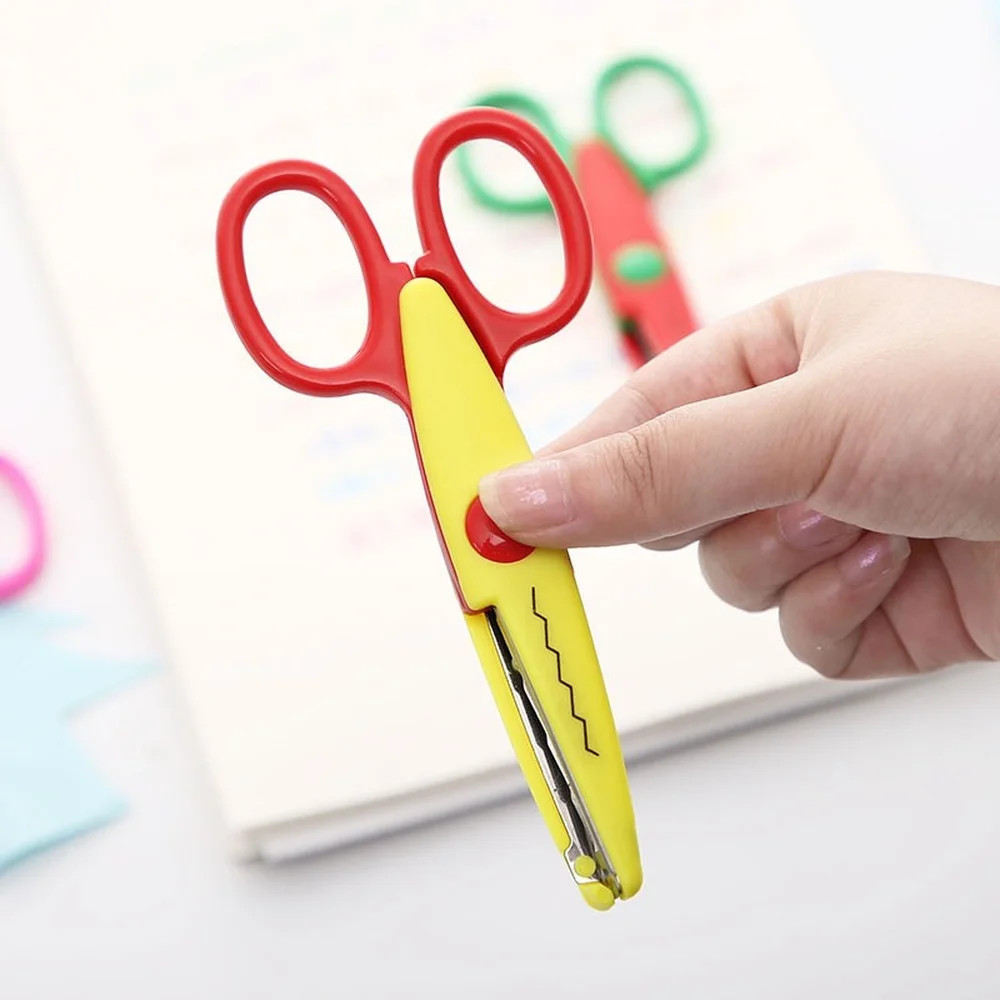 Mr.paper 6 Styles Minimalistic Lace Scissors Wavy Pattern Small Round Head Children Special Student Art Tool Stationery Scissor stationery scissors