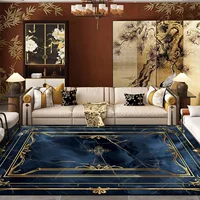 Light Luxury Dark Blue Marble Carpet Living Room Decoration Sofa Coffee Table Area Rugs Non-slip Home Bedroom Washable Floor Mat 1