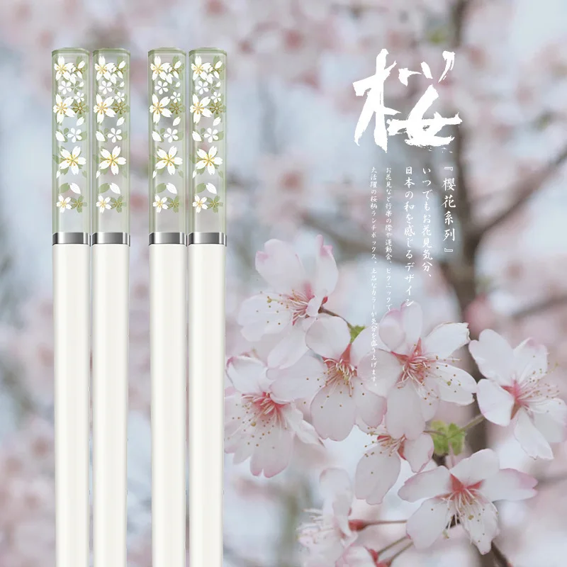 2 Paires De Baguettes Japonaises En Fleurs De Cerisier En Ambre