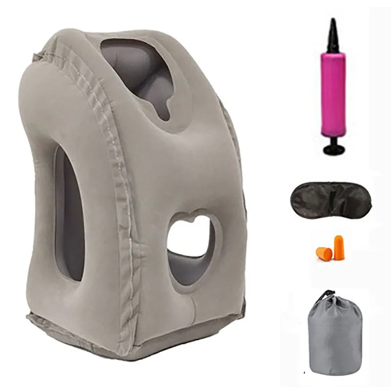 Almohada inflable de PVC para dormir, cojín portátil para el cuello, descanso en avión, coche, autobús, soporte para la cabeza