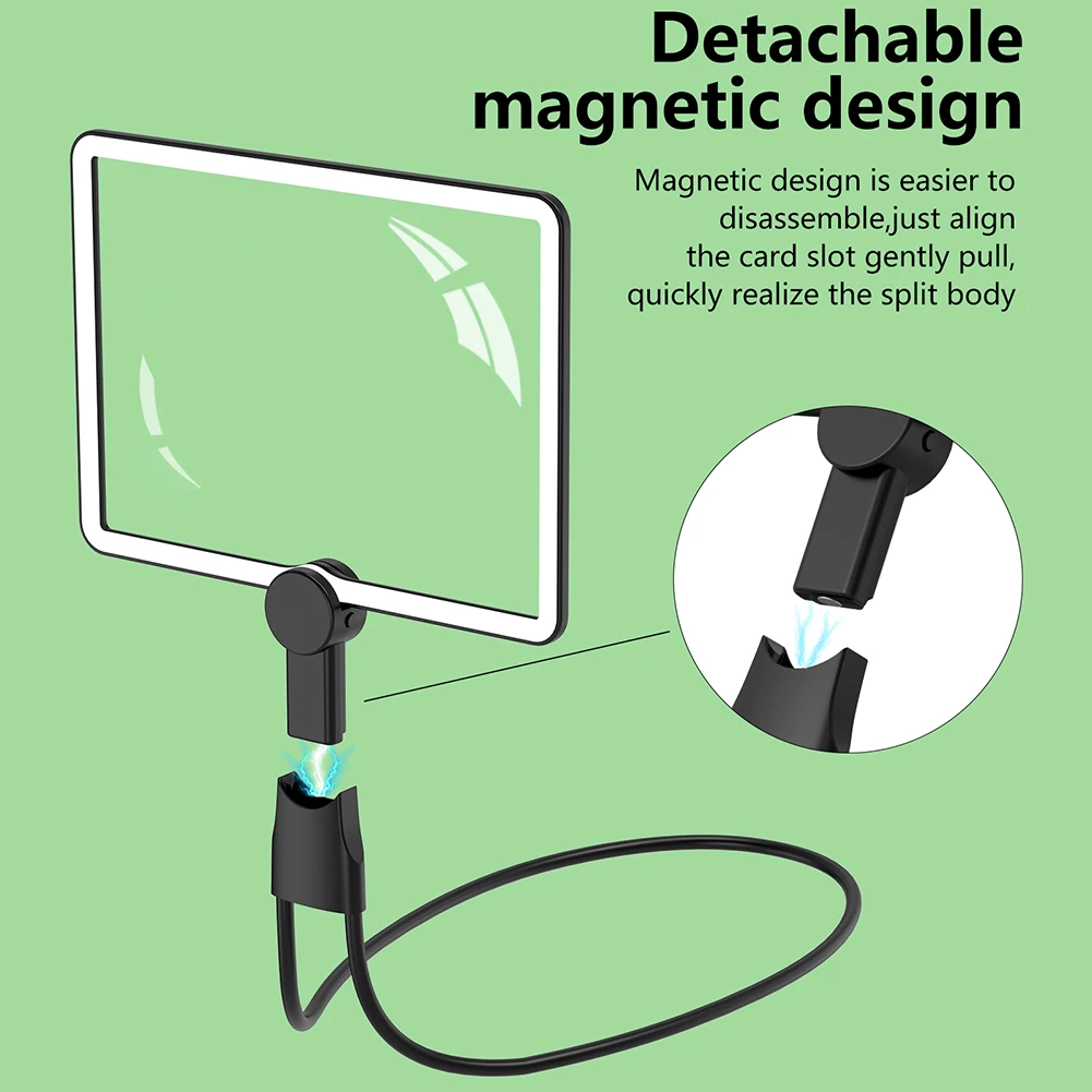 Hands-Free Magnifying Glass with Light Full Page Magnifier with 100 LED Cold and Warm Light 3 Modes for Seniors Low Vision magnifying glass magnifying glass lamp 5X