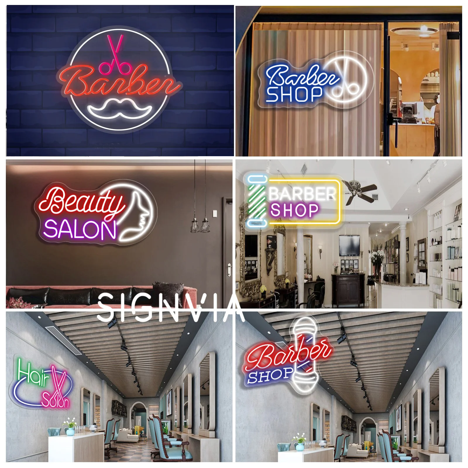 

Neon Sign Lamp Hair Salon For Barber Shop Business Hair Care Cosmetic Shops Room Decoration Scissors Open Art Neon Signs Lights