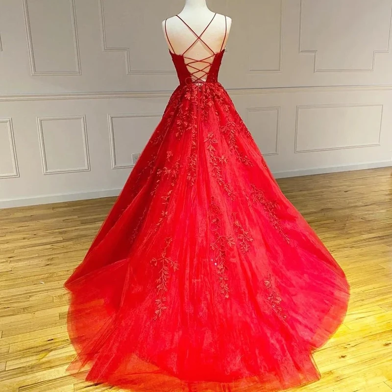 BlueDress Store Red A-Line Scoop Sweep Train Tulle ExquisiteParty Dress Prom Dress Vestido De Noiva Brautkleider Robe De Mari&eacute;e