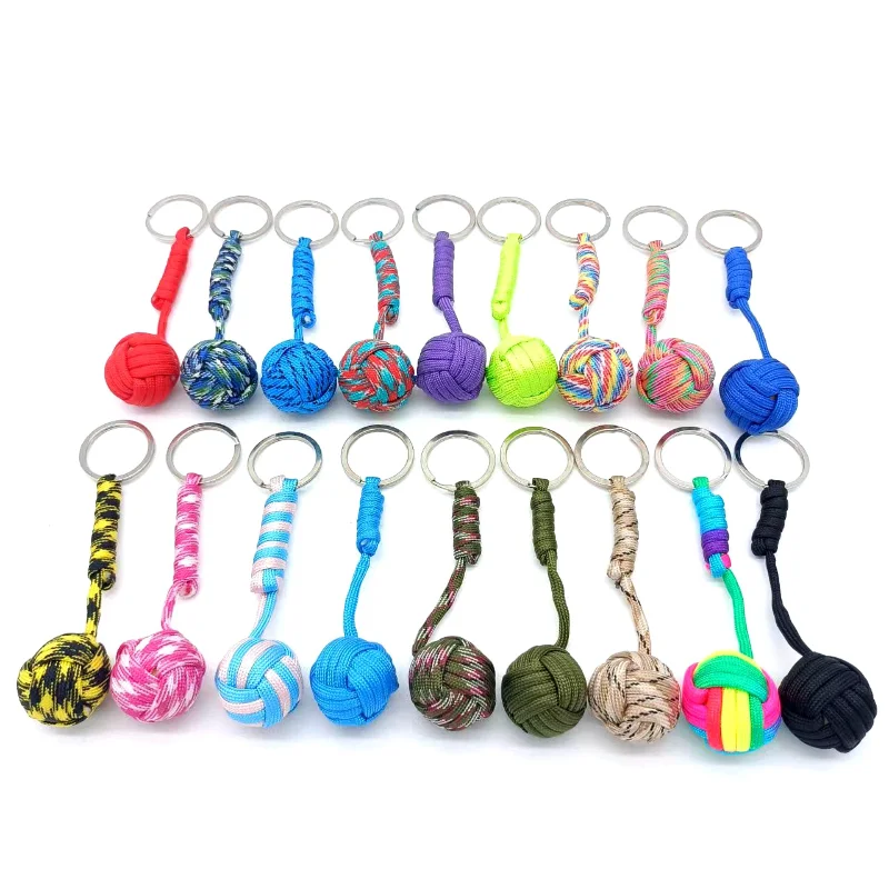 

Military Parachute Woven Rope Ball Keychain Paracord Lanyard Key Ring Monkey Fist Key Chains Outdoors Survival Tool Jewelry