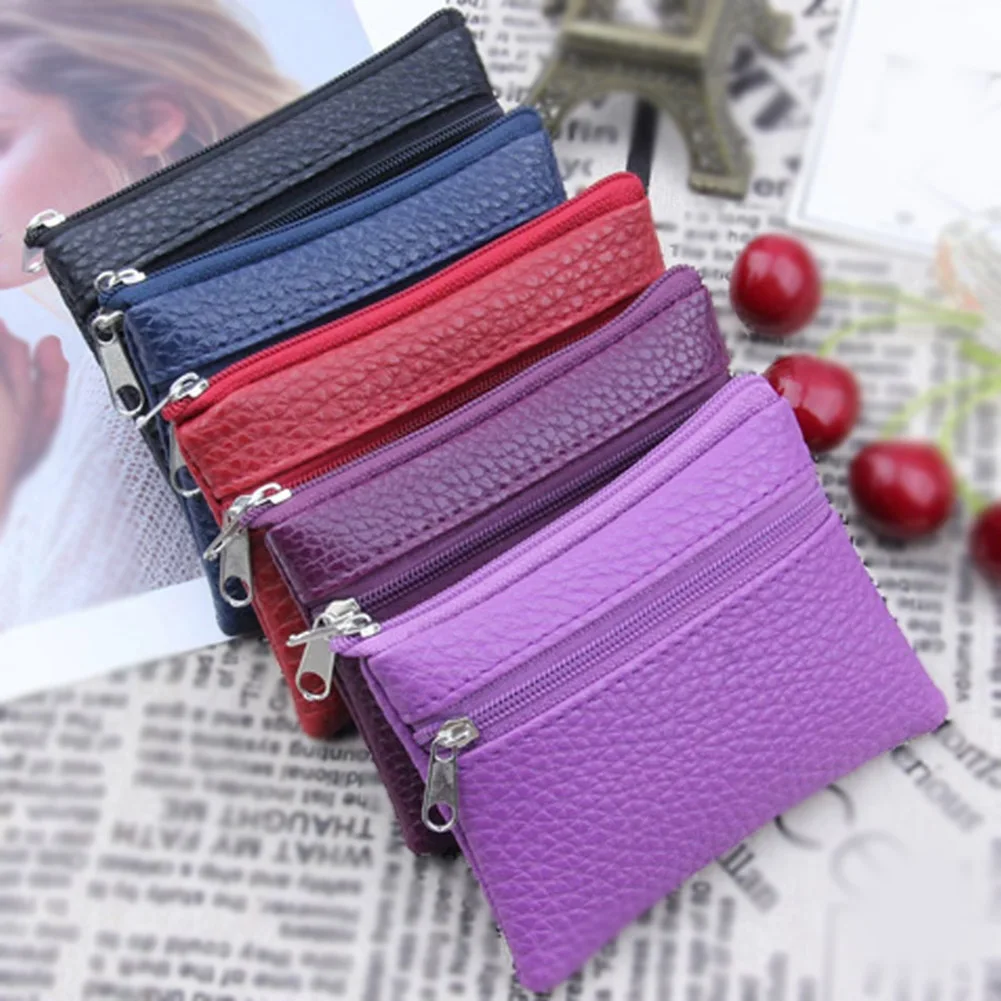 FashionLeatherWomenCoinPurseUltrathinChangeCoinPouchMiniZipperMoneyClipBags