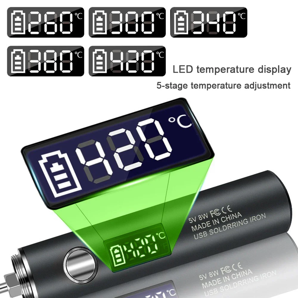 Usb Soldering Iron 5V Mini Convenient Adjustable Temperature Type-C Interface Fast Charging Portable Welding Solder Repair Tool