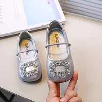 Girls Princess Leather Shoes Luxury Rhinestone Kids Ballet Shoes Fashion Shallow Non-slip Children's Flats for Party Wedding 2