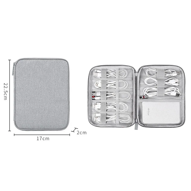 Digital Storage Bag Gray USB Data Cable Earphone Organizer Pen Power Bank Travel Kit Case Pouch Electronics Accessories - Image 5