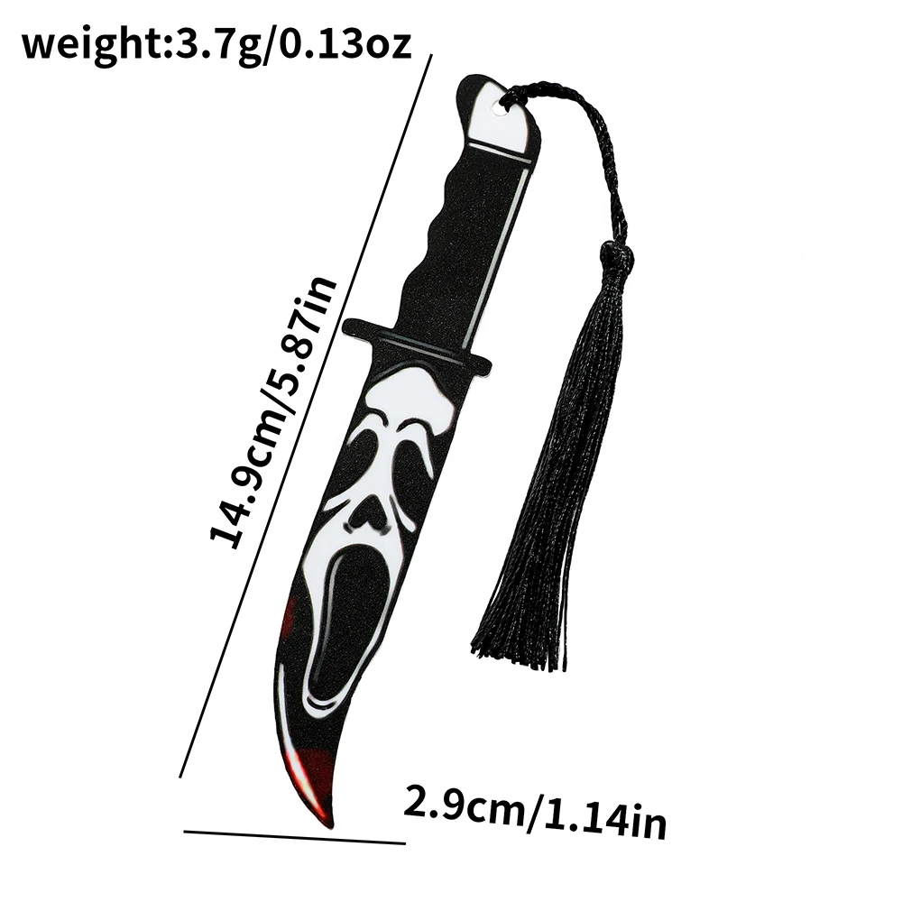 Acrylic Ghost Bookmark with Black Tassel For Horror Movie Lovers Read Marker Gift for Book Lovers Office Stationery 1pcs