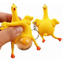 

1PCS Funny Chicken Toy Squeeze Laying Egg Reduce Stress Relief Ball Keychain Decompression Keyrings Novelty Venting Anger Gift
