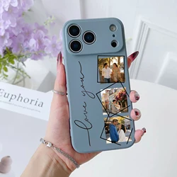 Personalized Multi - Photo Family & Friends Silicone Phone Case - iPhone 15 Plus (Gray)