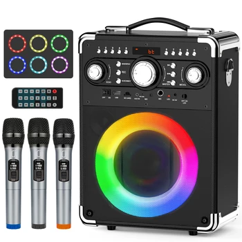 FanFun Karaoke Speaker with 3 Wireless Microphone, Bluetooth Speaker with LED Light, Portable Outdoor Party Speaker 1