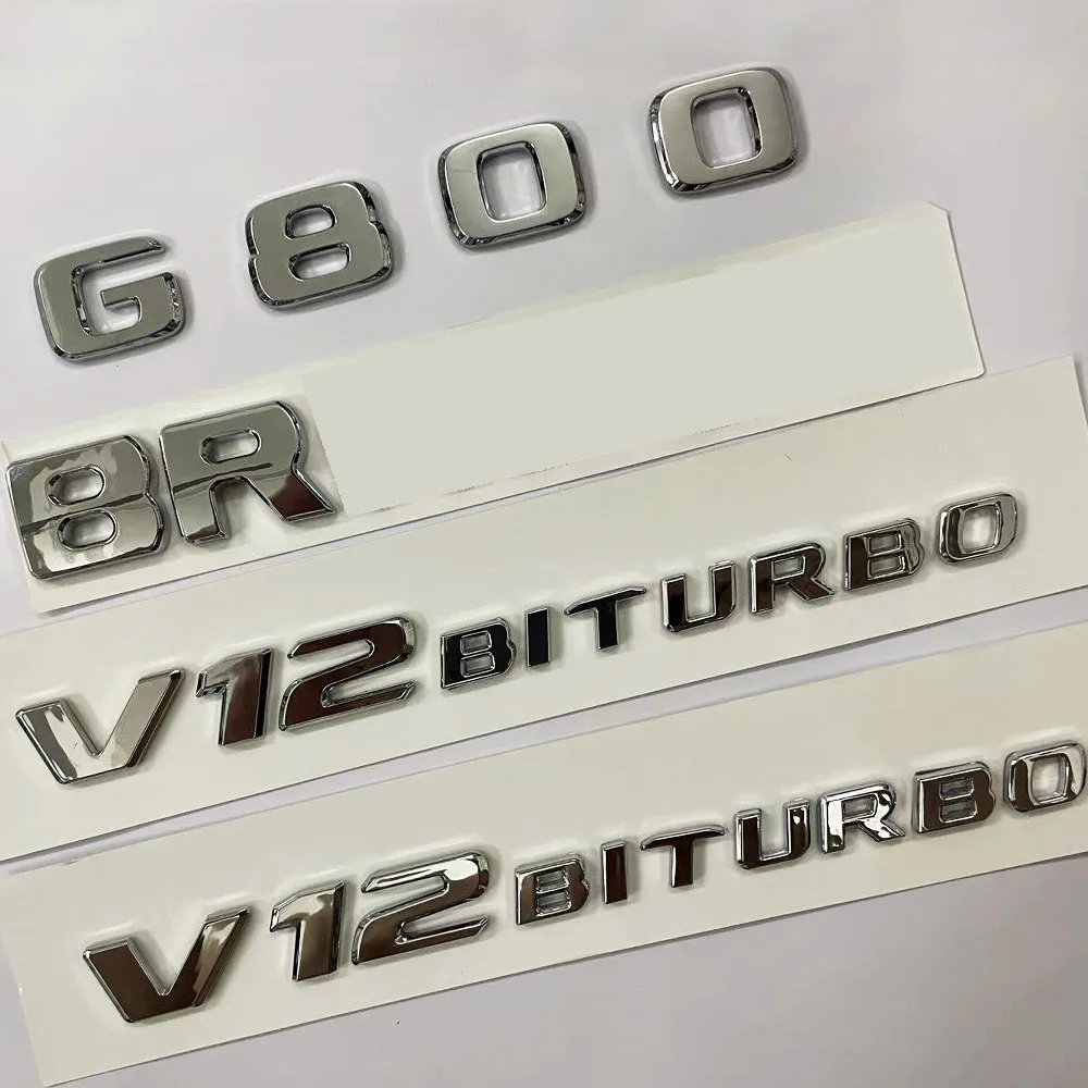 Per Mercedes Benz Brabus G800 V12 Biturbo Logo Emblem Car Decorare Styling Lettering Sticker Accessori In Argento