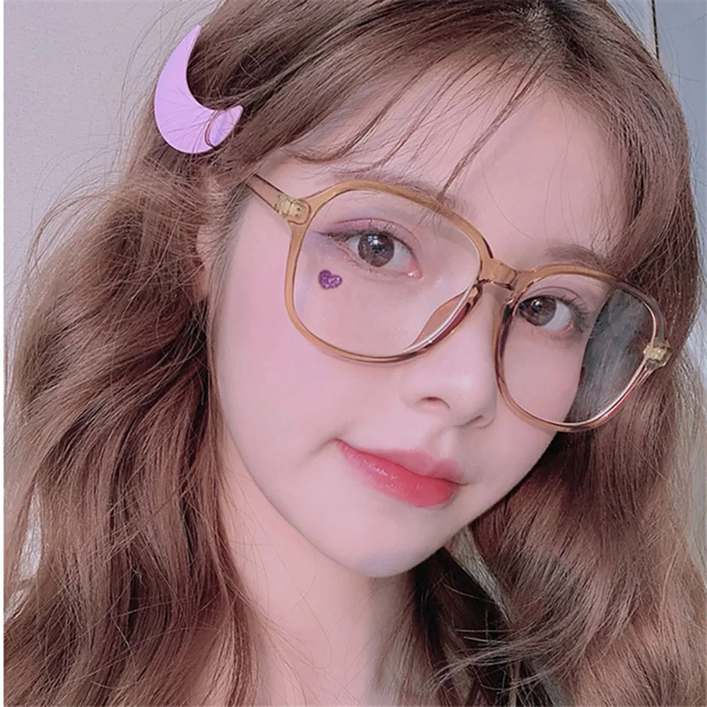Flat Lens Glasses Comfortable Candy Color Eyewear Large Frame Spectacle Fashionable Round Eyeglass Frame For Sun Fashion Outfit